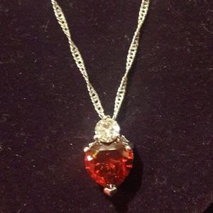 925 sterling silver red garnet necklace